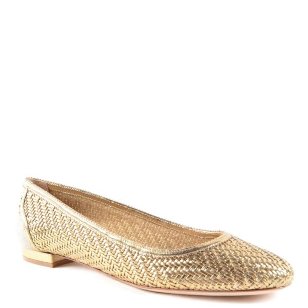 Salvatore Ferragamo Gold Woven Flats